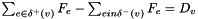 $ \sum_{e \in \delta^+(v)} F_e - \sum_{e in \delta^-(v)} F_e = D_v $